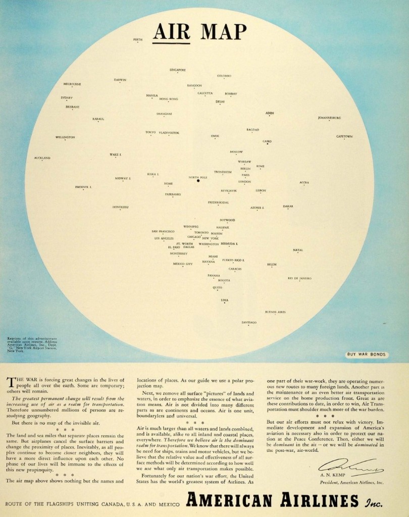 American Airlines, Inc., "Air Map," 1943.